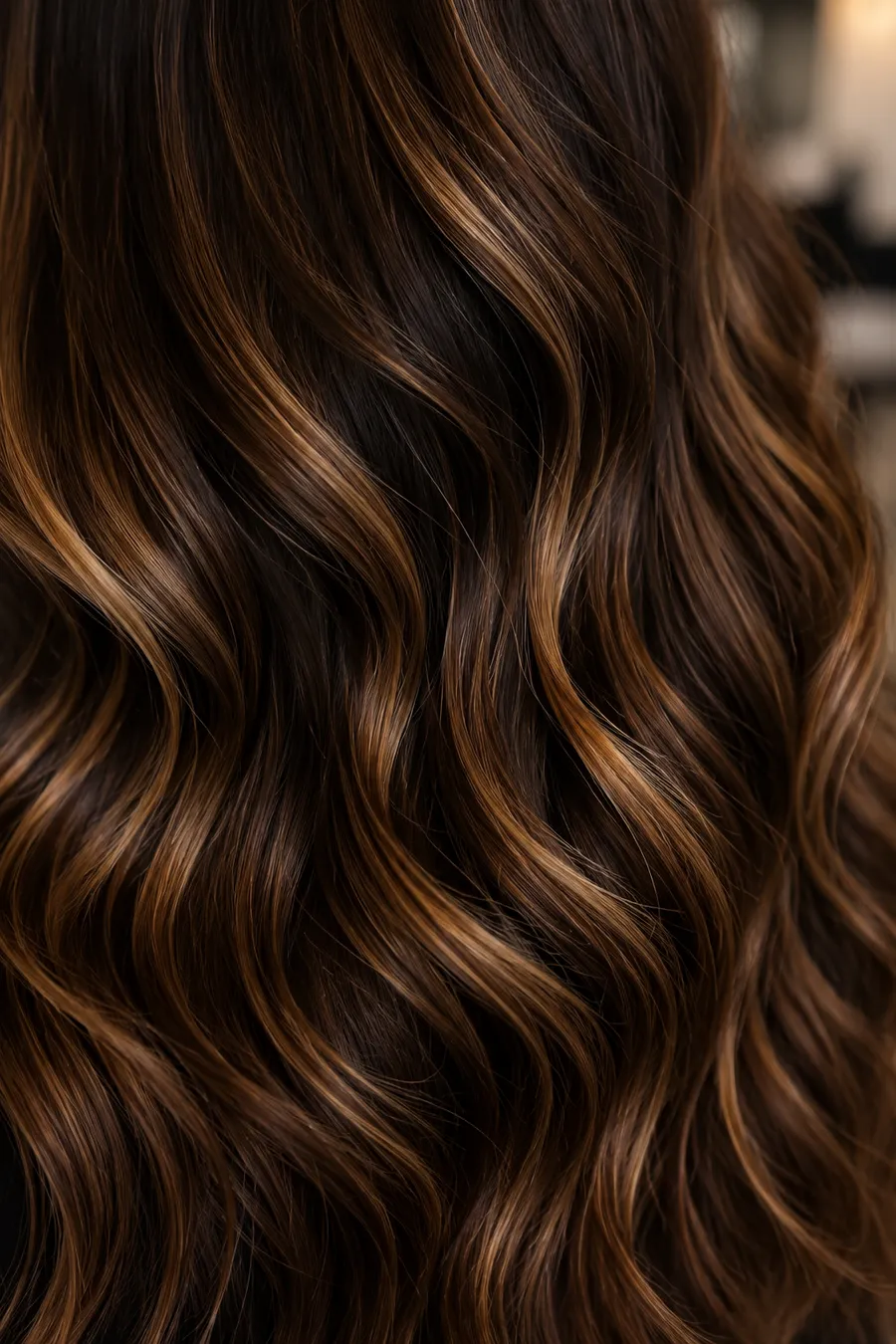 Close-up detail of finished balayage color